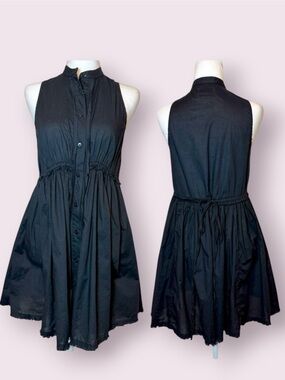 Urban Outfitters Button Up Peasant Babydoll Suki Frock Dress Black Size Small